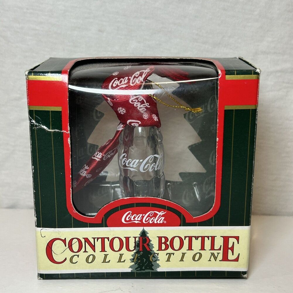 Coca Cola Contour Bottle Replica Christmas‎ Red Ribbon Ornament